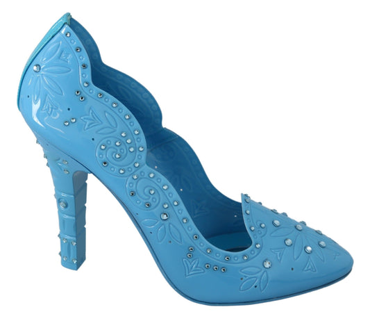 Zapatos de tacón Cenicienta azules con adornos de cristal