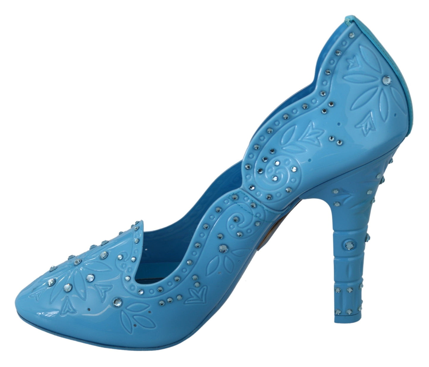Zapatos de tacón Cenicienta azules con adornos de cristal