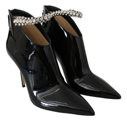 Botas elegantes de tacón de charol negro