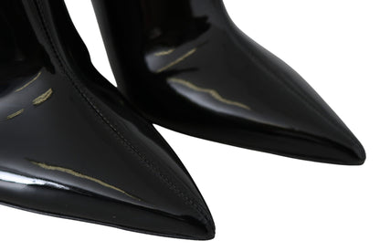 Botas elegantes de tacón de charol negro