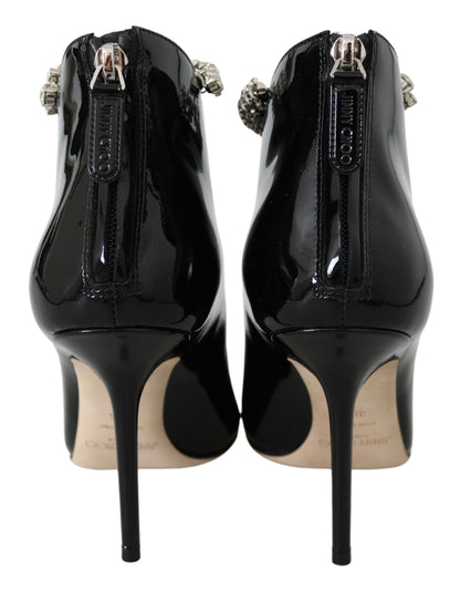 Botas elegantes de tacón de charol negro