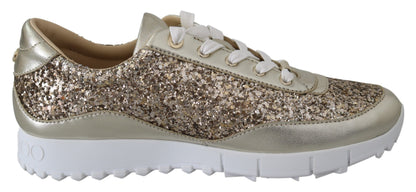 Zapatillas deportivas de piel con purpurina dorada antigua