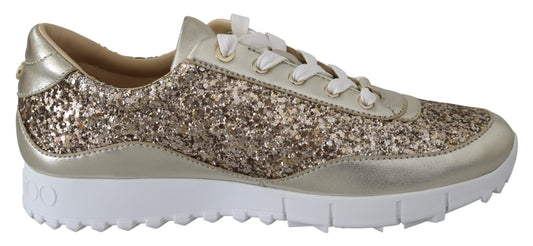 Zapatillas deportivas de piel con purpurina dorada antigua