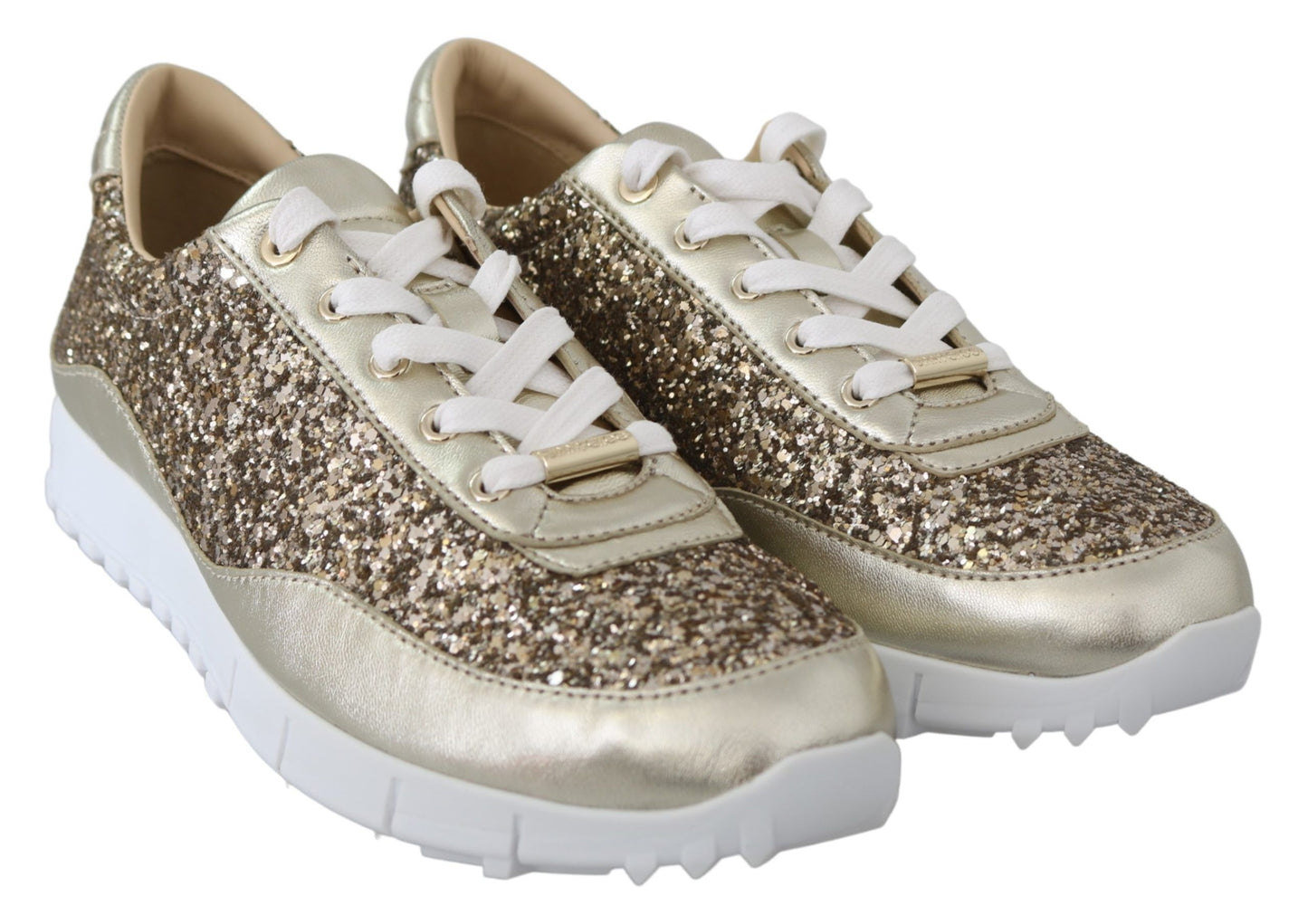Zapatillas deportivas de piel con purpurina dorada antigua
