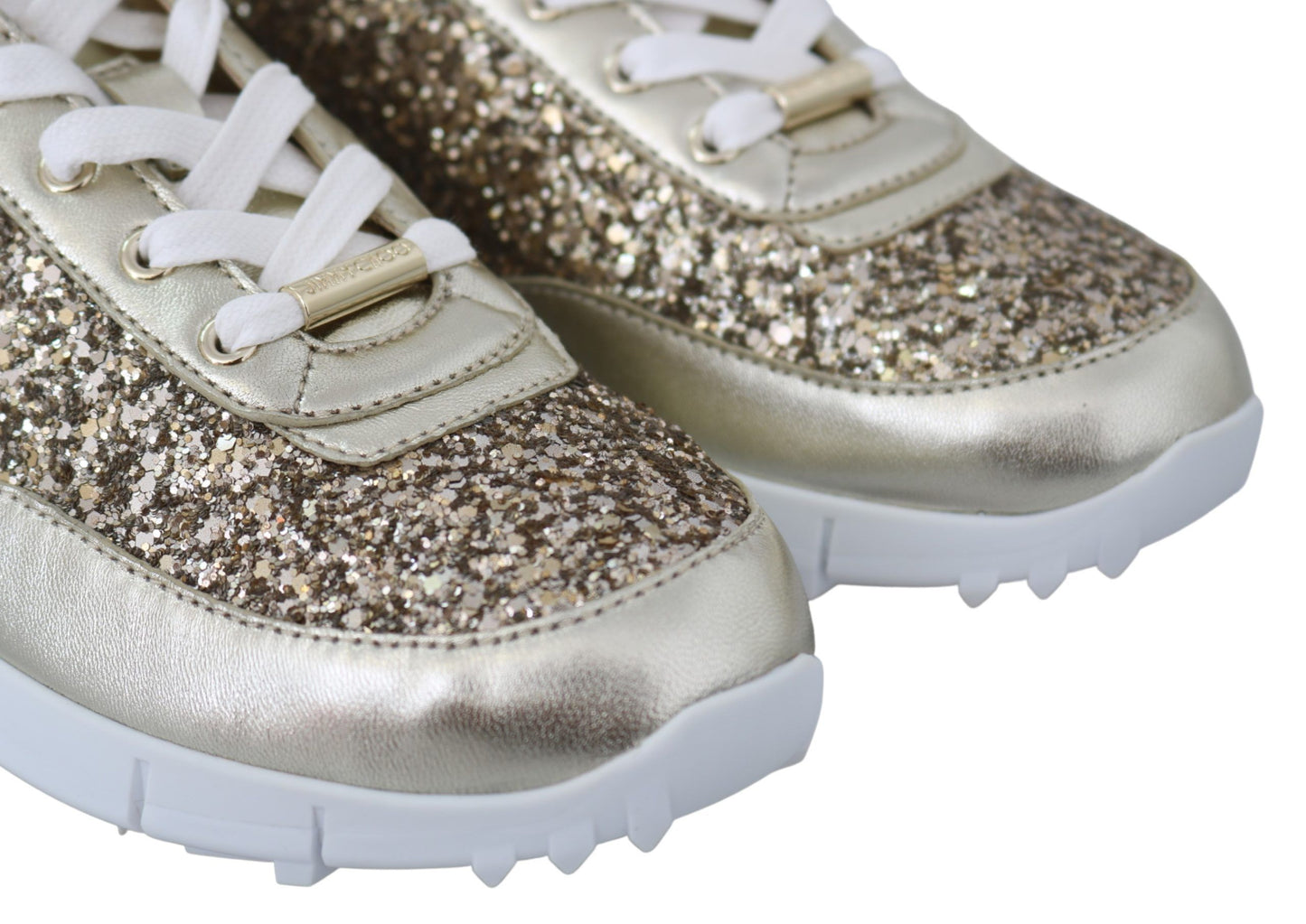 Zapatillas deportivas de piel con purpurina dorada antigua