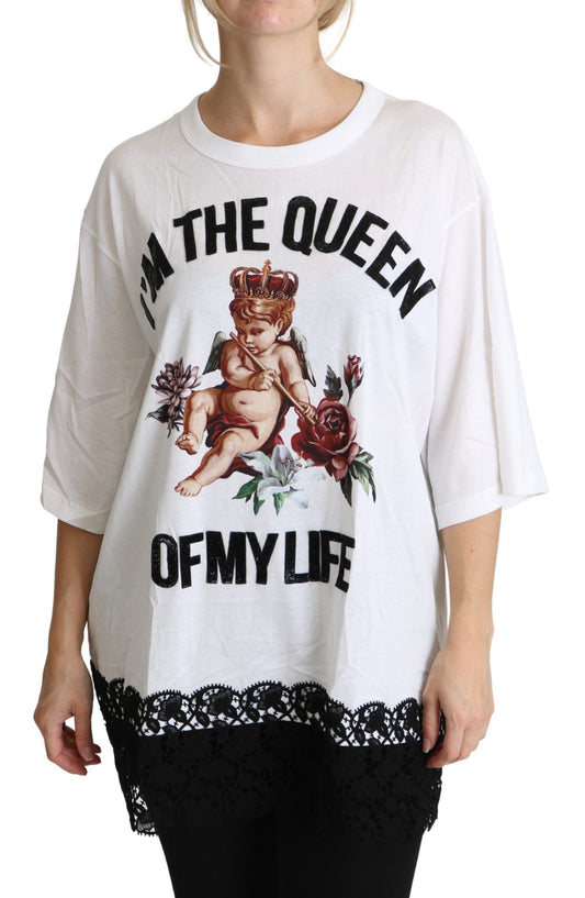 Elegante camiseta blanca de mezcla de algodón