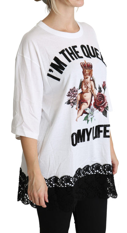 Elegante camiseta blanca de mezcla de algodón