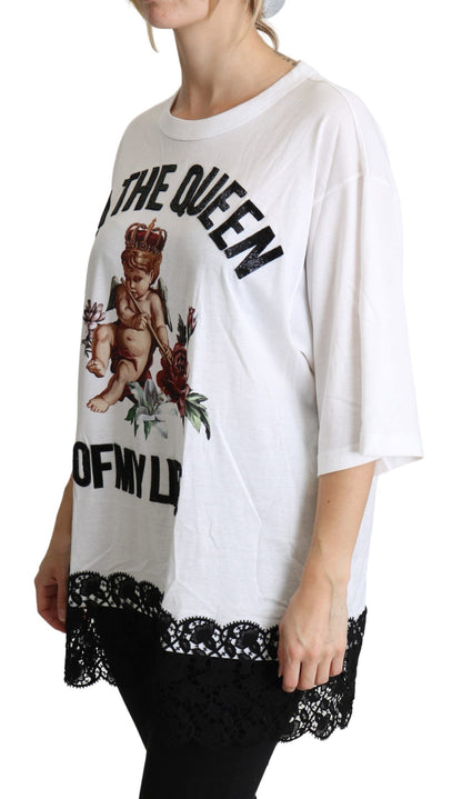 Elegante camiseta blanca de mezcla de algodón