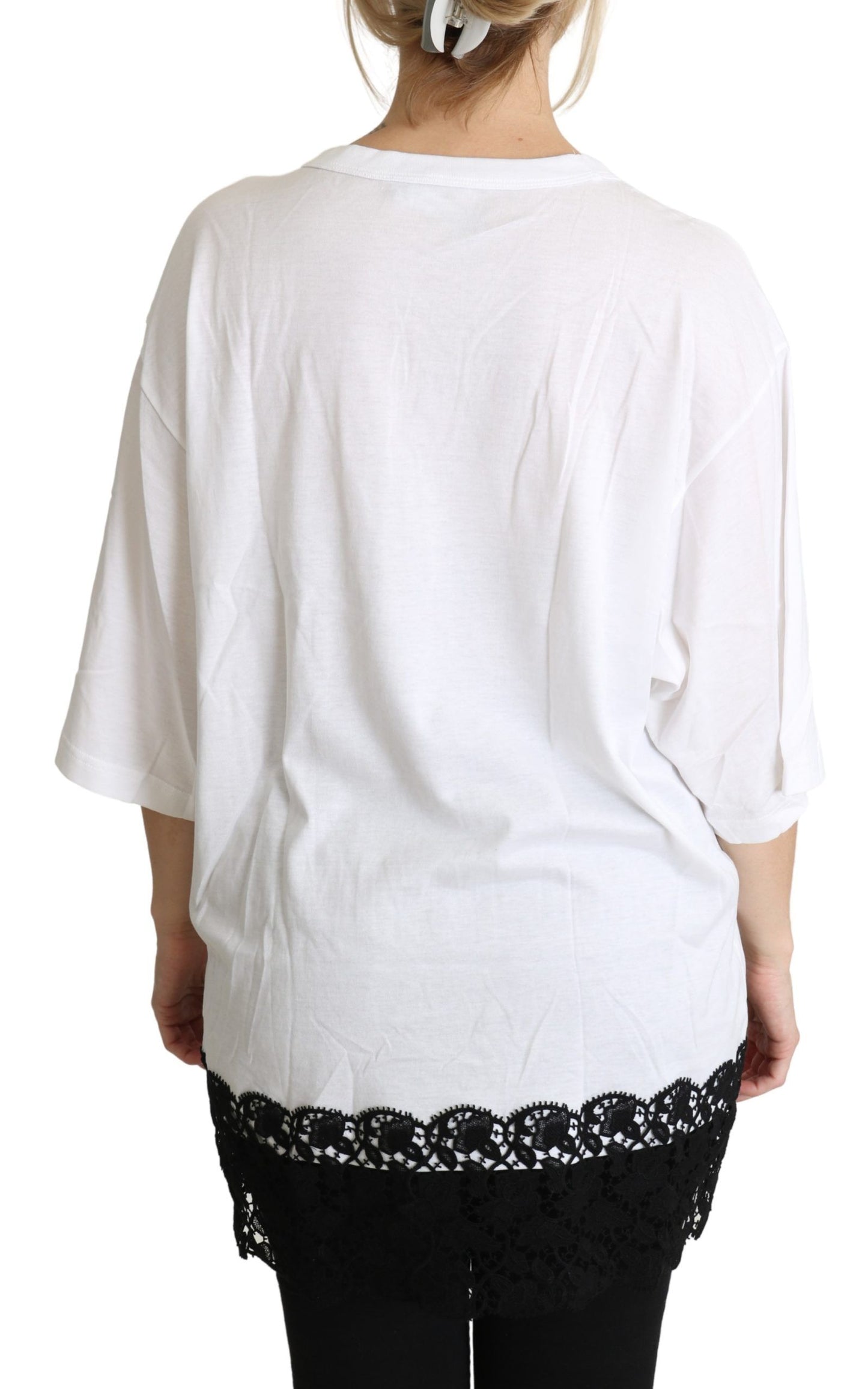 Elegante camiseta blanca de mezcla de algodón