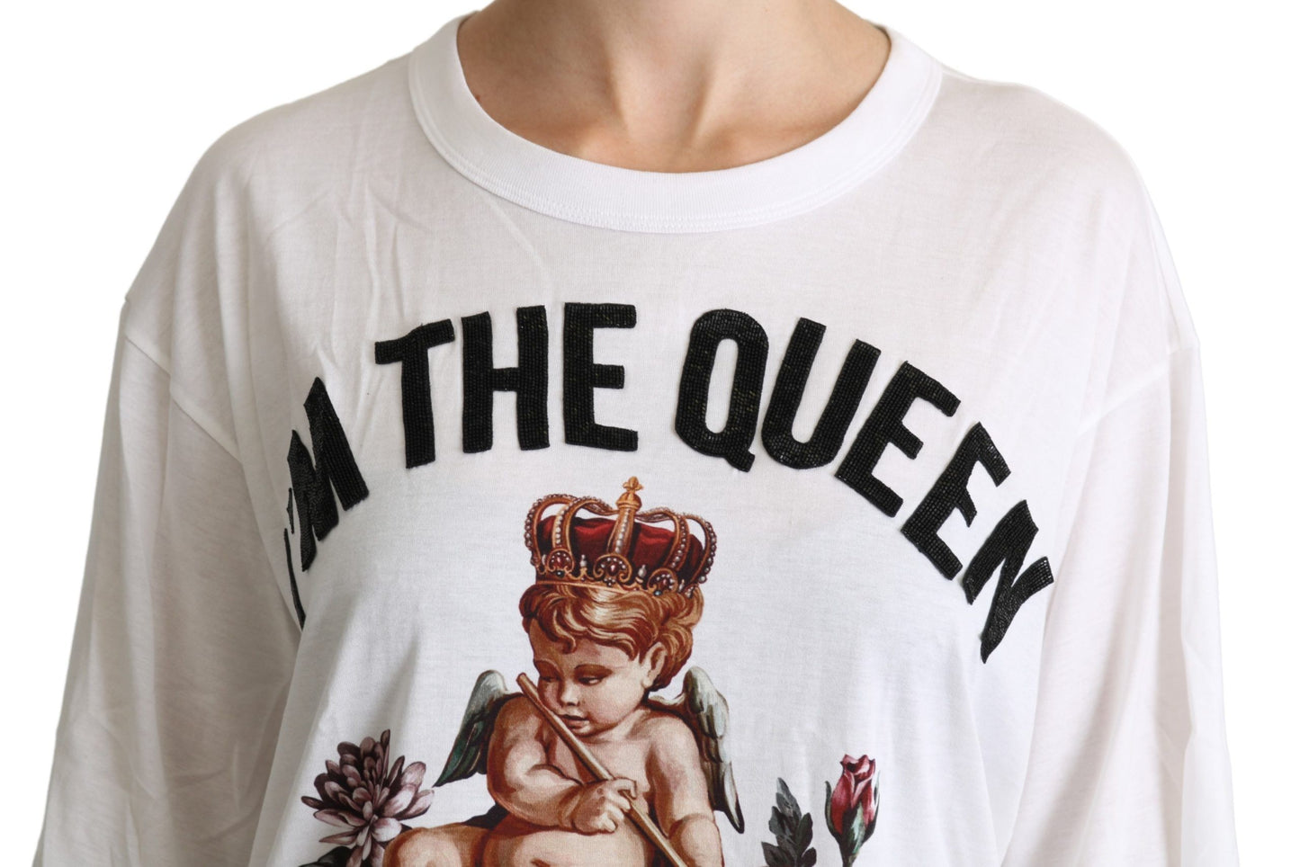 Elegante camiseta blanca de mezcla de algodón