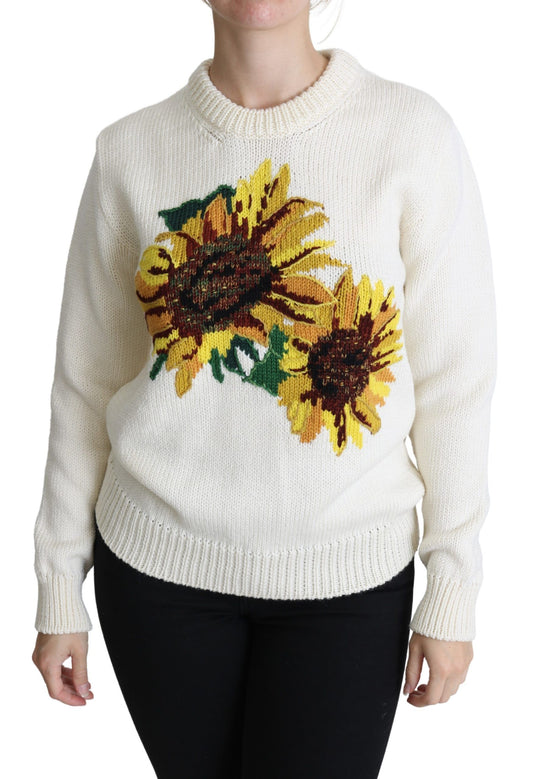Elegante suéter de punto con girasoles