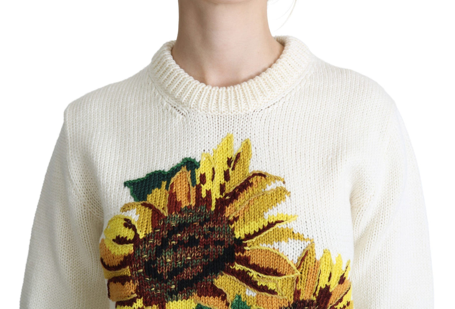 Elegante suéter de punto con girasoles