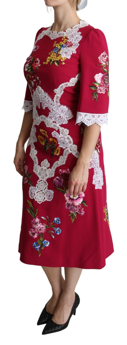 Vestido midi con bordado floral
