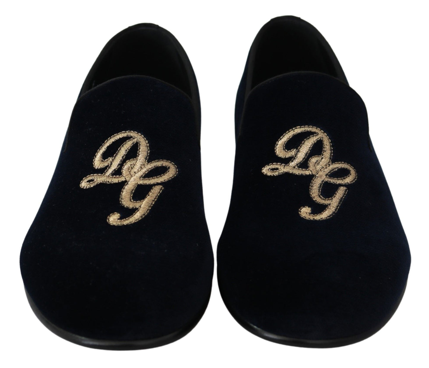 Elegantes mocasines azules bordados