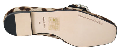 Mocasines con estampado de leopardo y adornos de cristales
