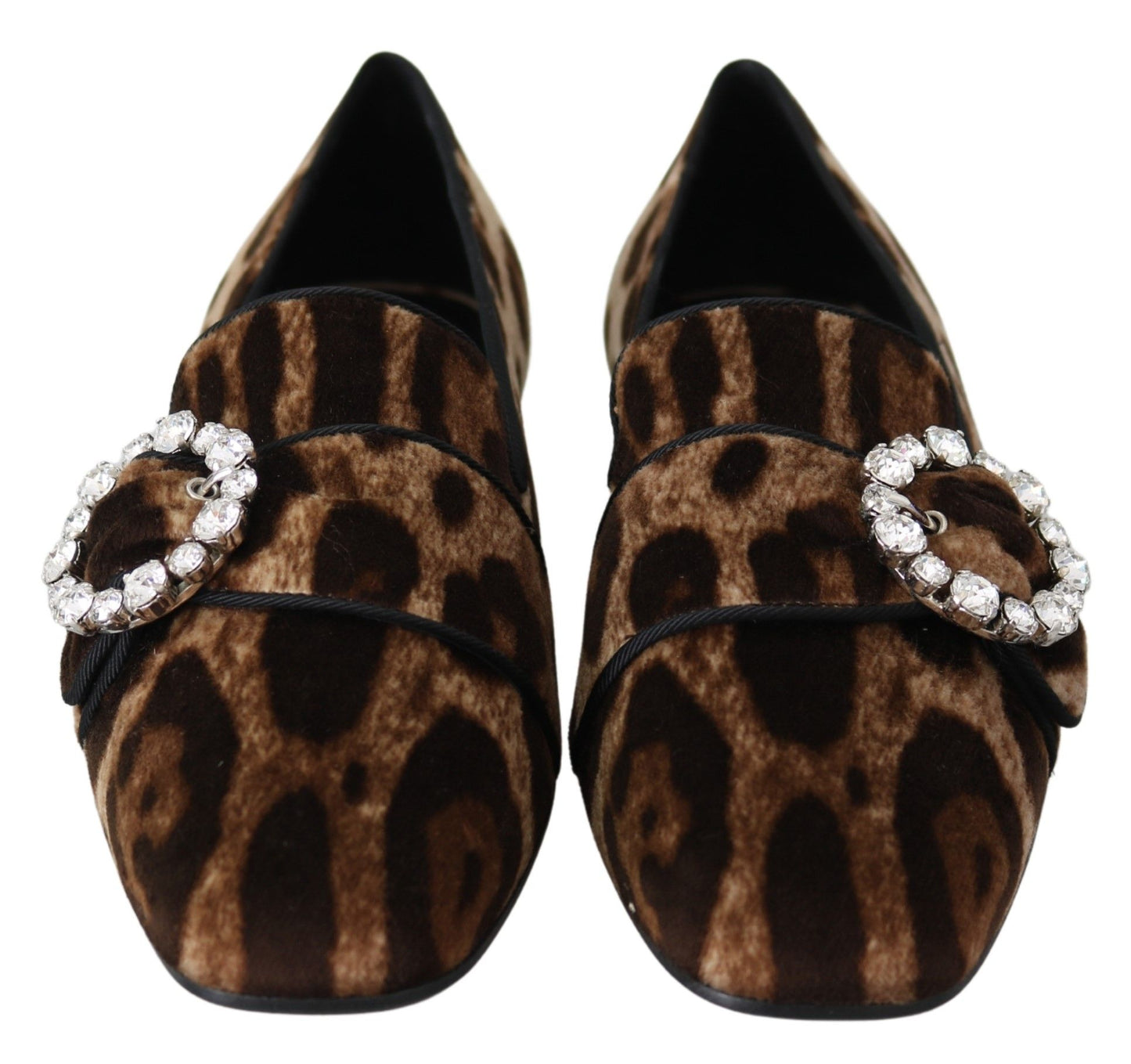 Mocasines con estampado de leopardo y adornos de cristales