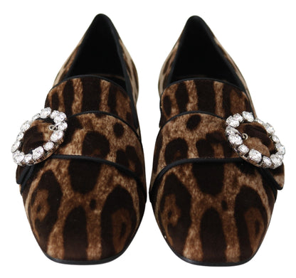 Mocasines con estampado de leopardo y adornos de cristales
