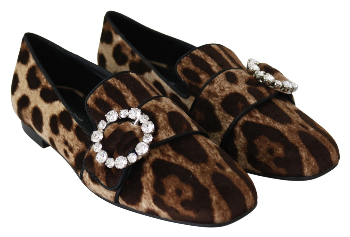 Mocasines con estampado de leopardo y adornos de cristales