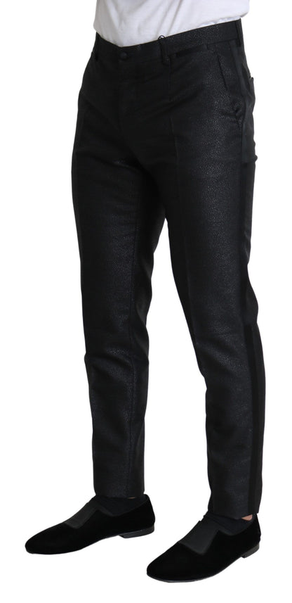 Elegante pantalón de vestir negro metalizado
