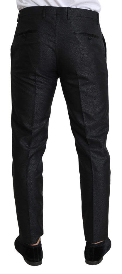 Elegante pantalón de vestir negro metalizado