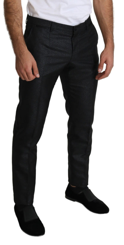 Elegante pantalón de vestir negro metalizado