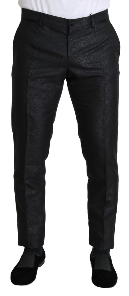 Elegante pantalón de vestir negro metalizado