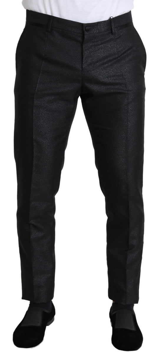 Elegante pantalón de vestir negro metalizado