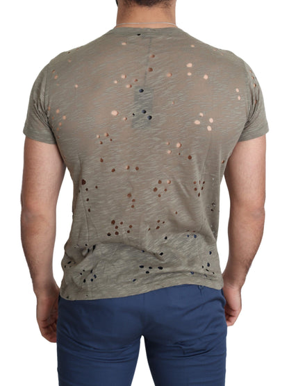 Camiseta elástica de algodón marrón chic
