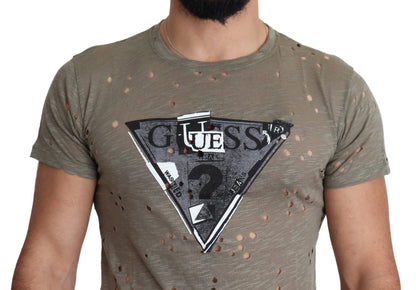 Camiseta elástica de algodón marrón chic
