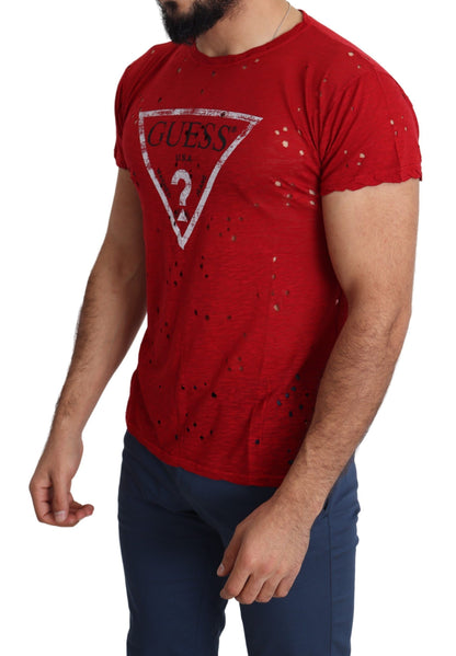 Camiseta elástica de algodón rojo radiante