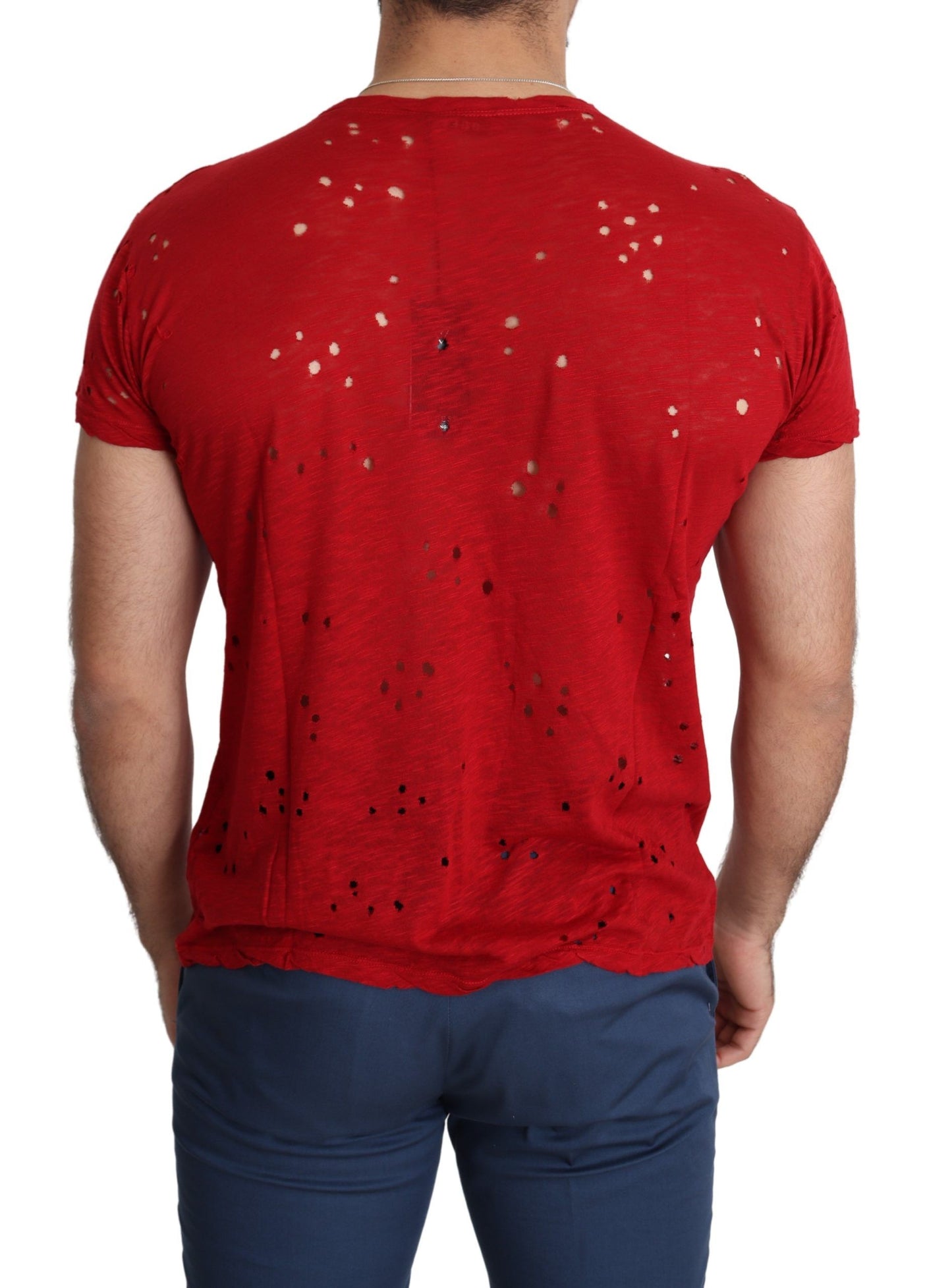 Camiseta elástica de algodón rojo radiante