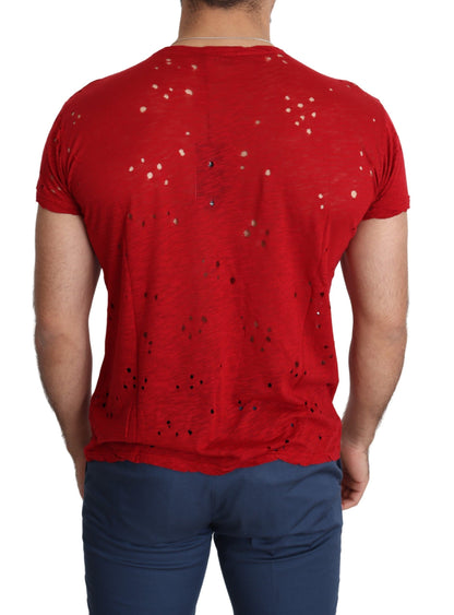 Camiseta elástica de algodón rojo radiante