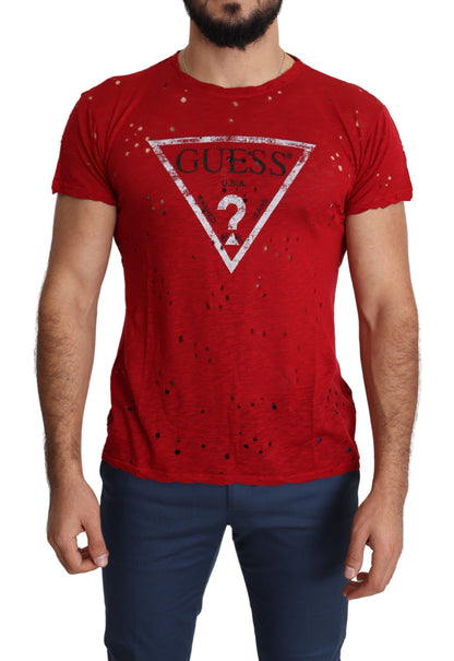 Camiseta de algodón rojo radiante, perfecta para el día a día.