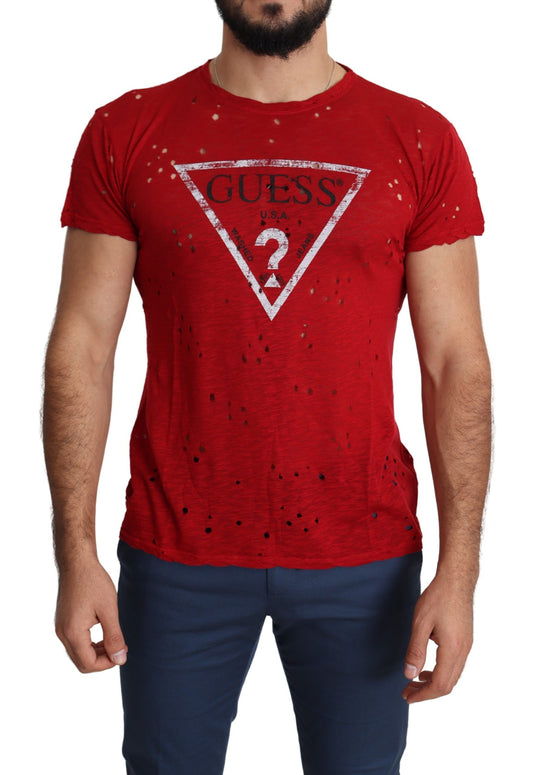 Camiseta de algodón rojo radiante, perfecta para el día a día.
