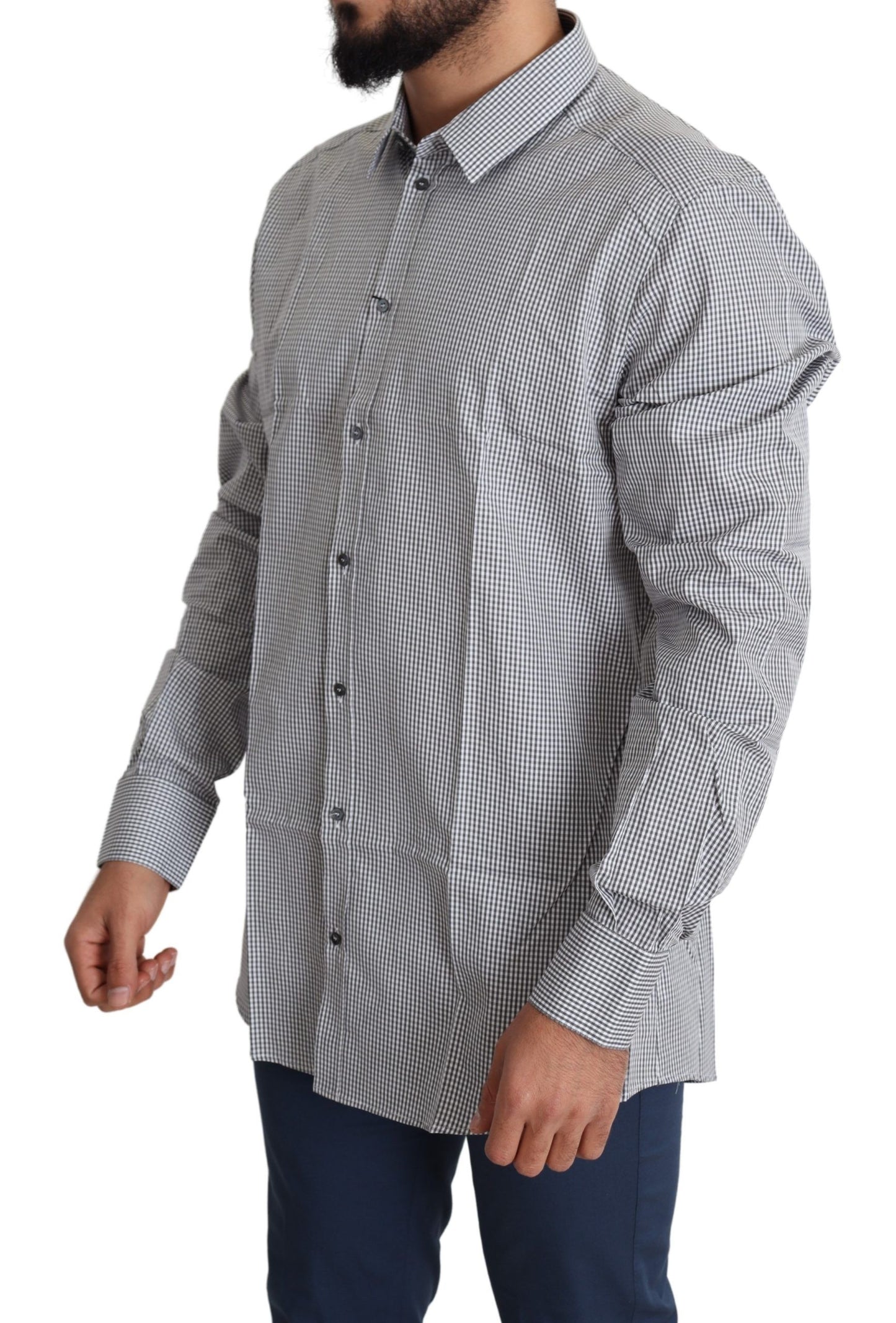 Camisa de vestir de algodón de corte entallado a cuadros