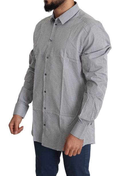 Camisa de vestir de algodón de corte entallado a cuadros