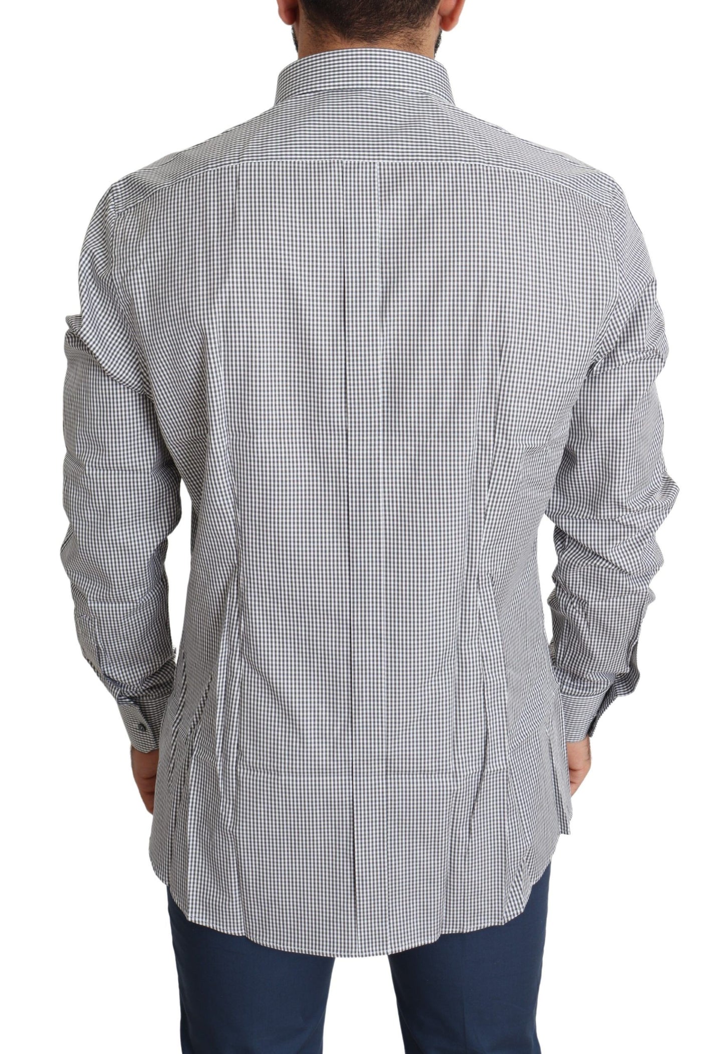 Camisa de vestir de algodón de corte entallado a cuadros