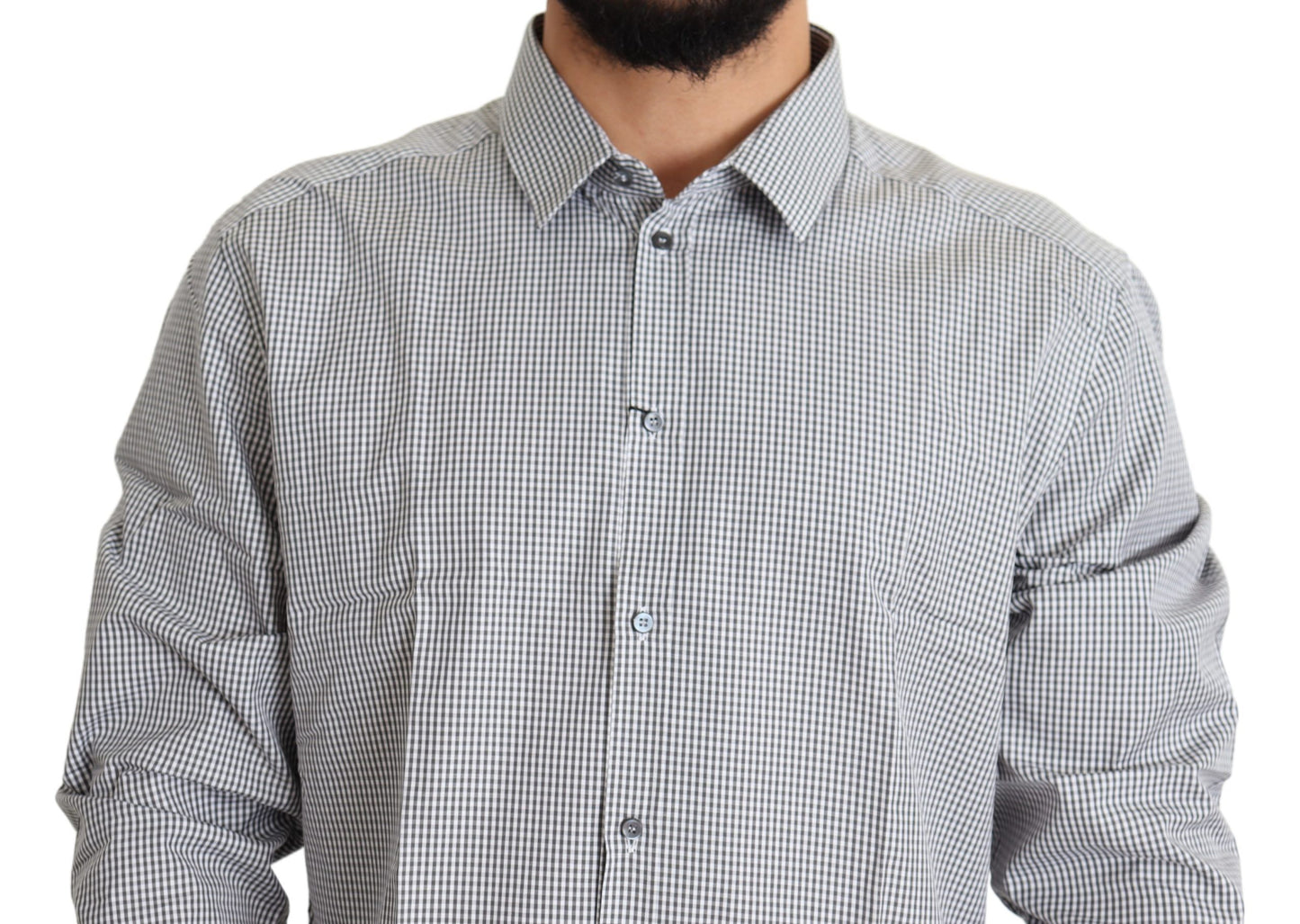 Camisa de vestir de algodón de corte entallado a cuadros