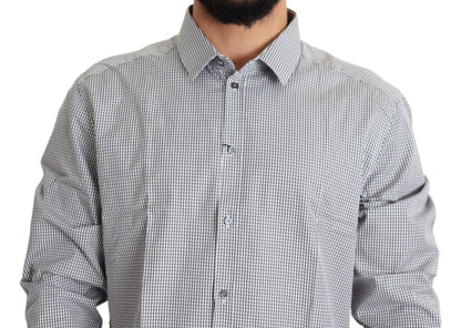 Camisa de vestir de algodón de corte entallado a cuadros
