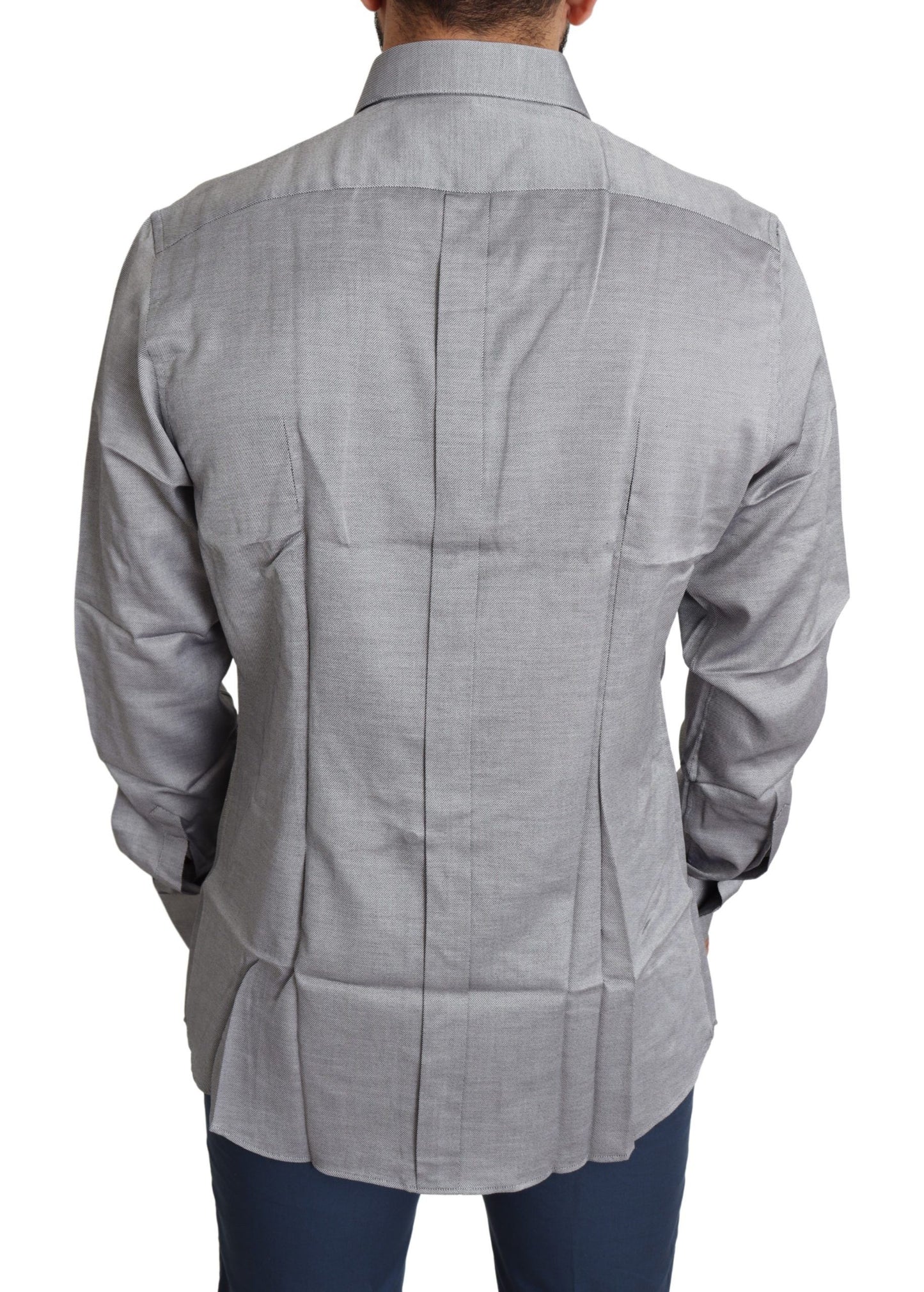 Camisa de vestir elegante de algodón gris de corte entallado