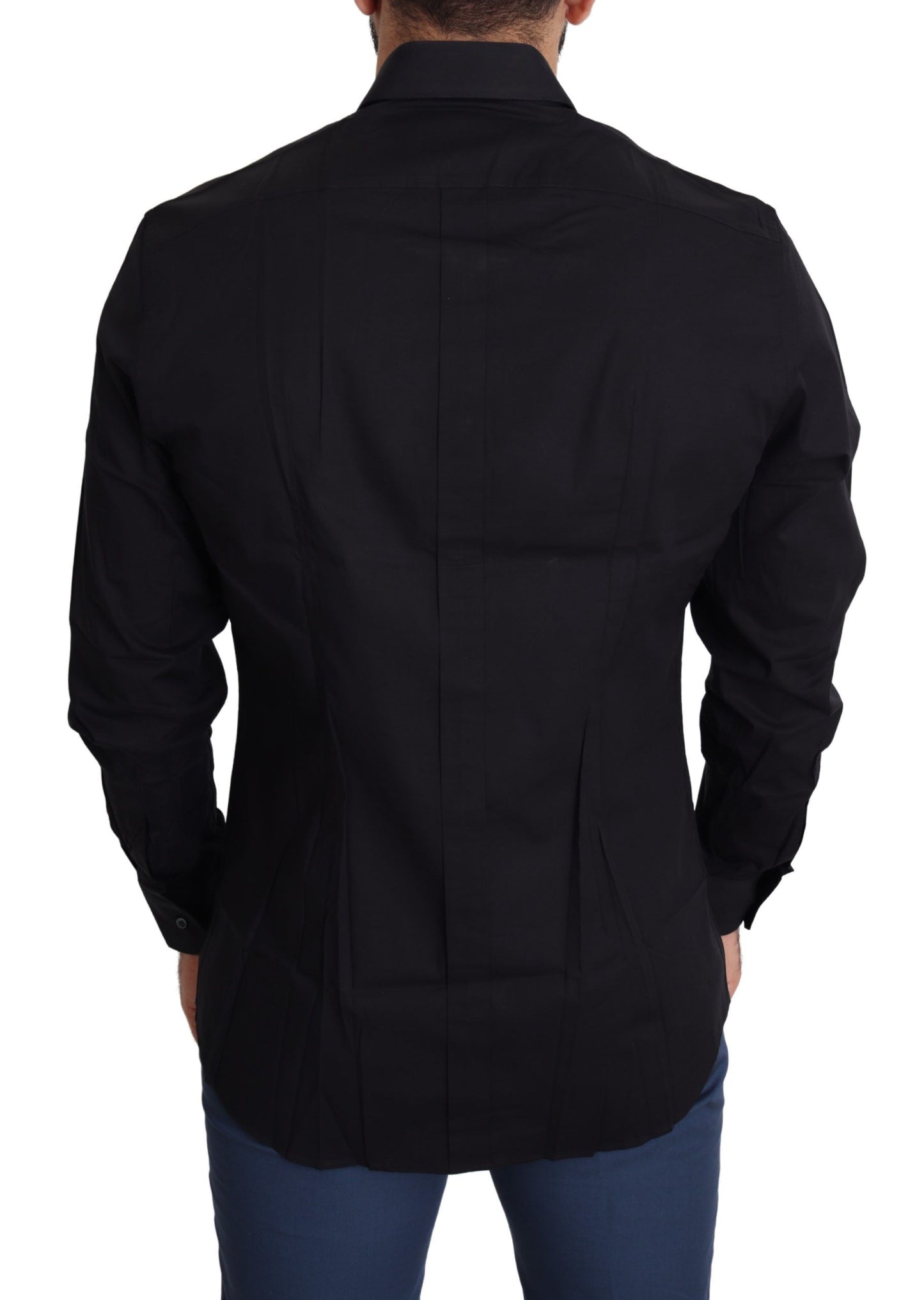 Camisa elegante de algodón elástico negro