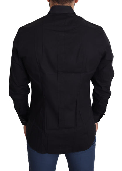 Camisa elegante de algodón elástico negro
