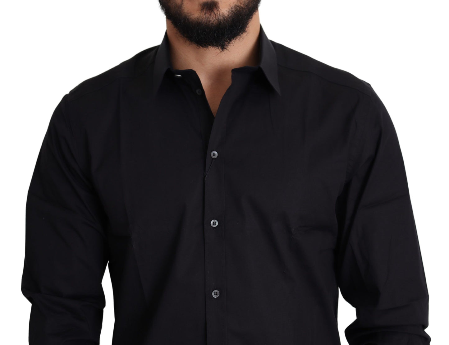 Camisa elegante de algodón elástico negro