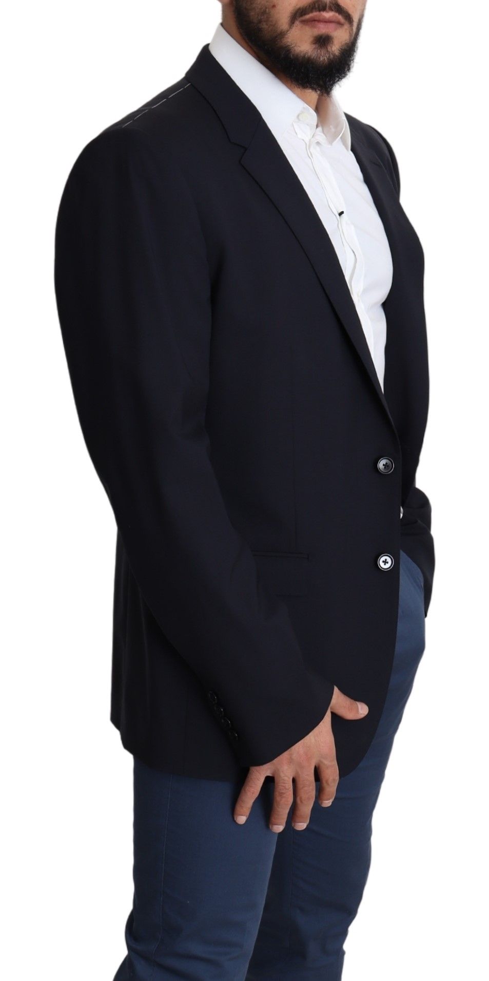 Exquisito blazer Martini de lana elástica negra
