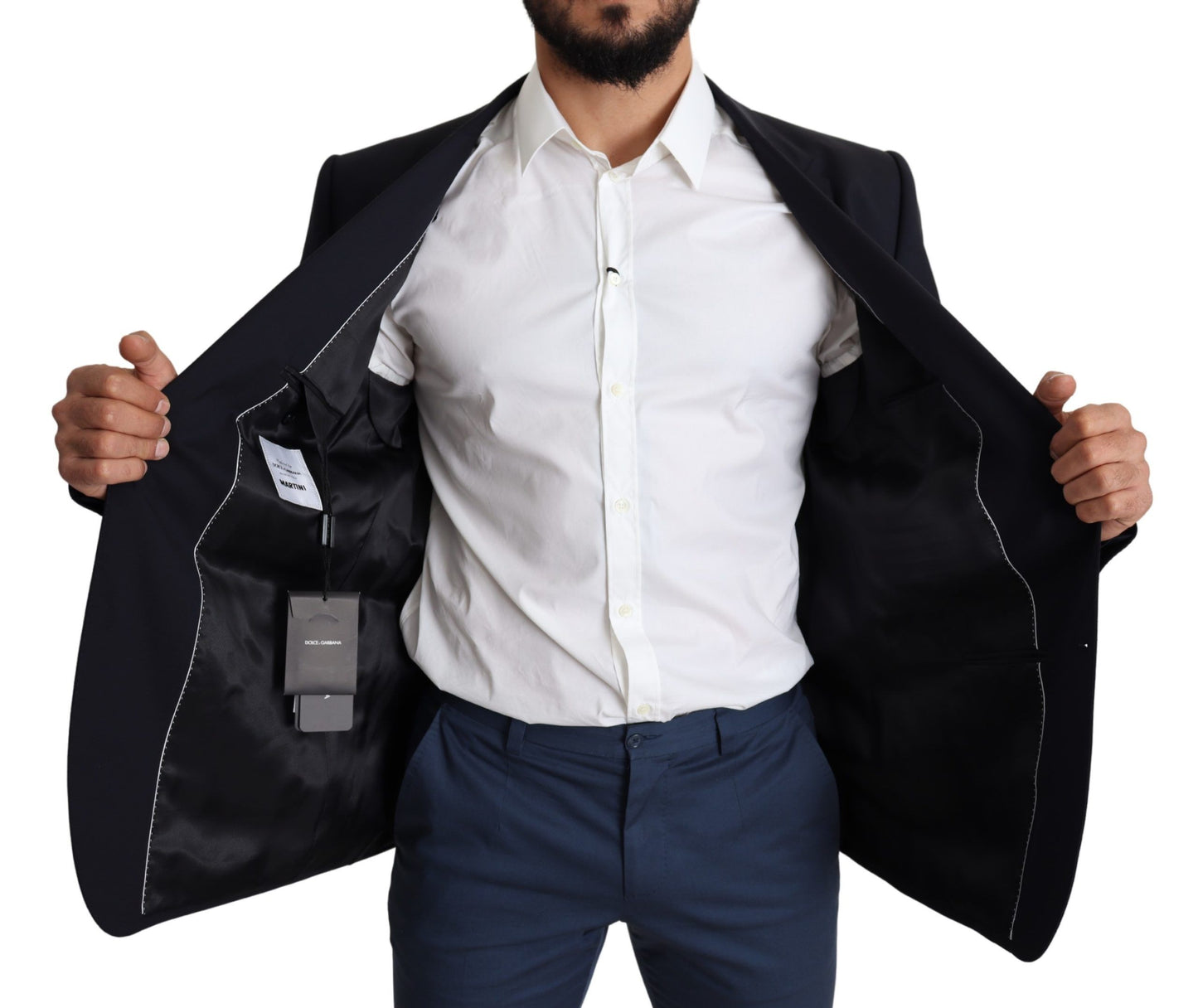 Exquisito blazer Martini de lana elástica negra