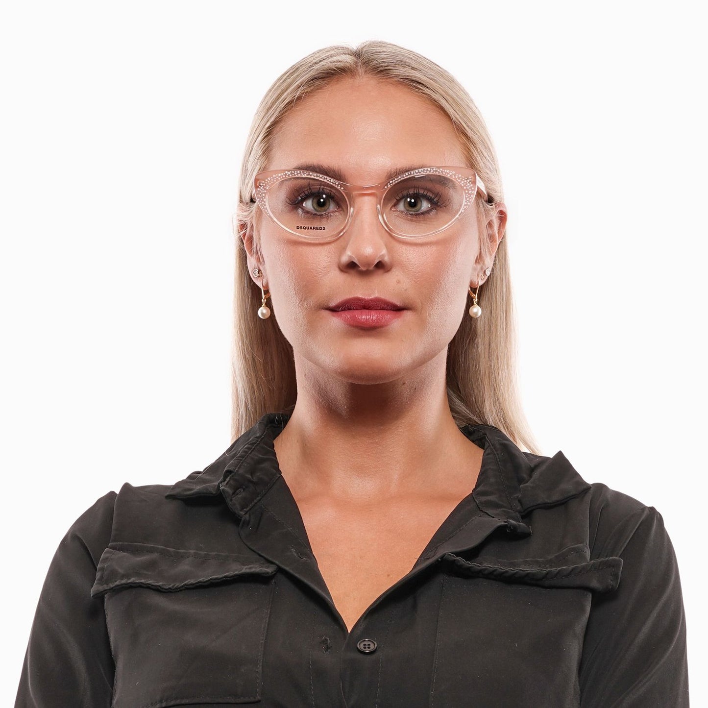 Gafas de diseño elegantes con tonos rosa