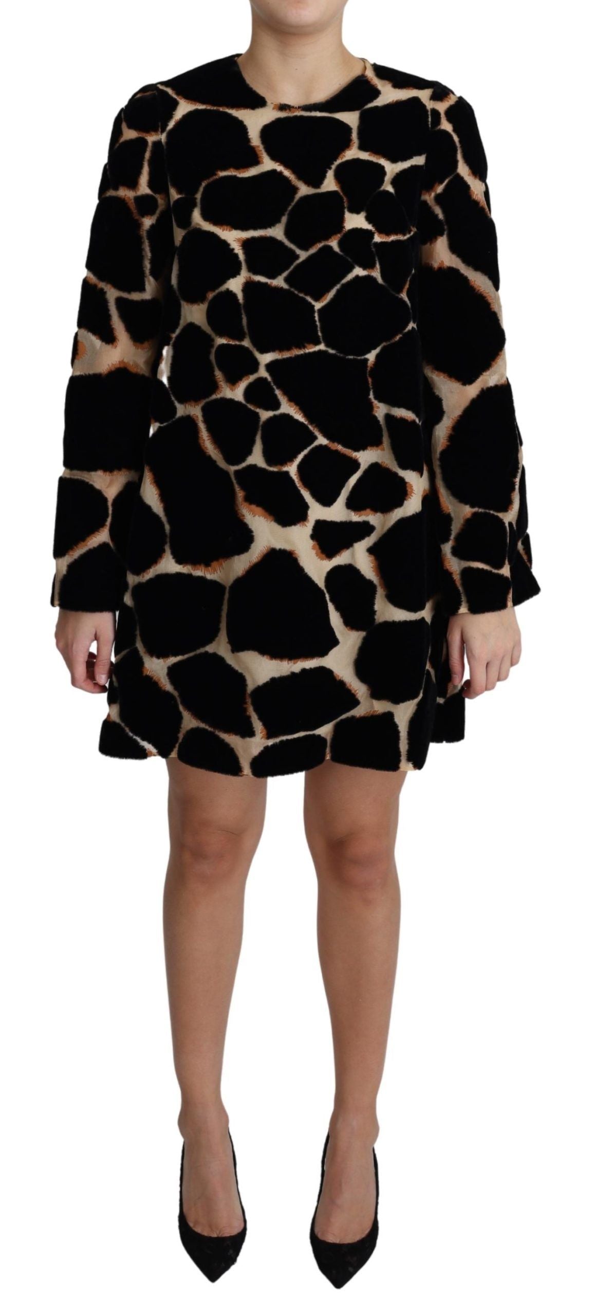 Vestido mini recto con estampado de jirafa chic