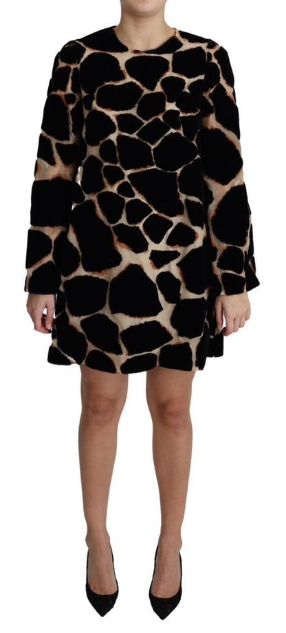 Vestido mini recto con estampado de jirafa chic