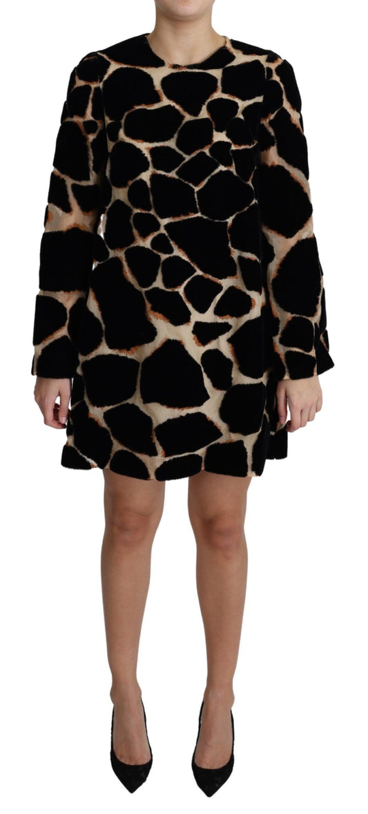 Vestido mini recto con estampado de jirafa chic