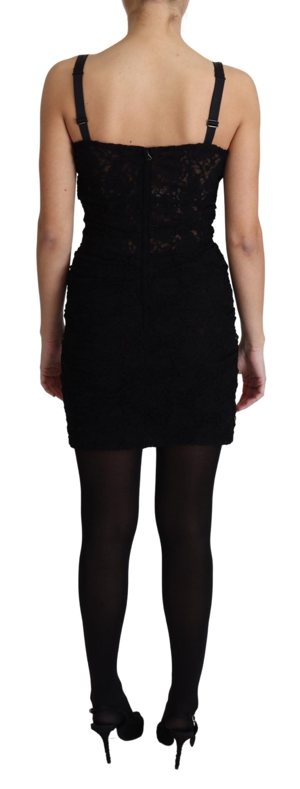 Elegante minivestido bustier de encaje negro